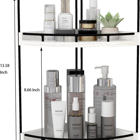 2-Tier Rustic White Corner Bathroom Shelf - Picture 3 of 6